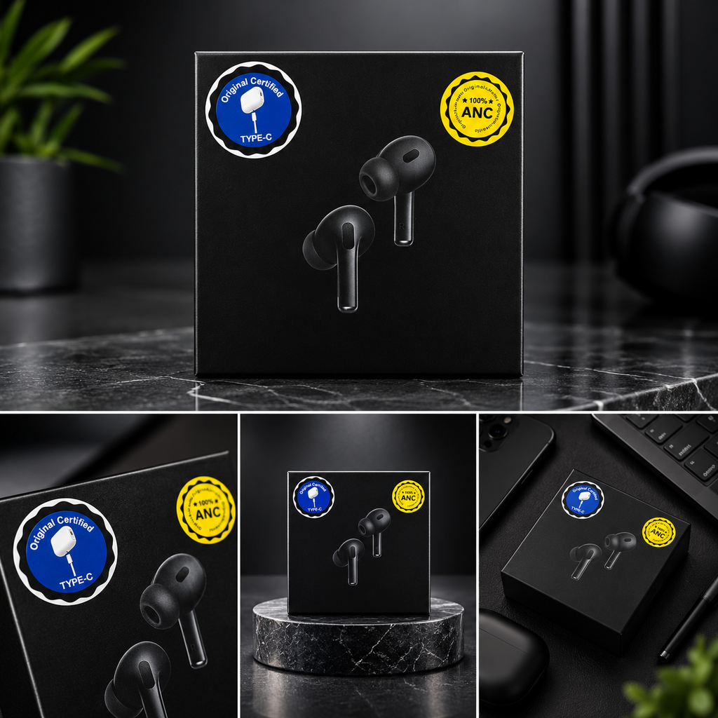 Wireless Bluetooth Earbuds with Charging Case – Black